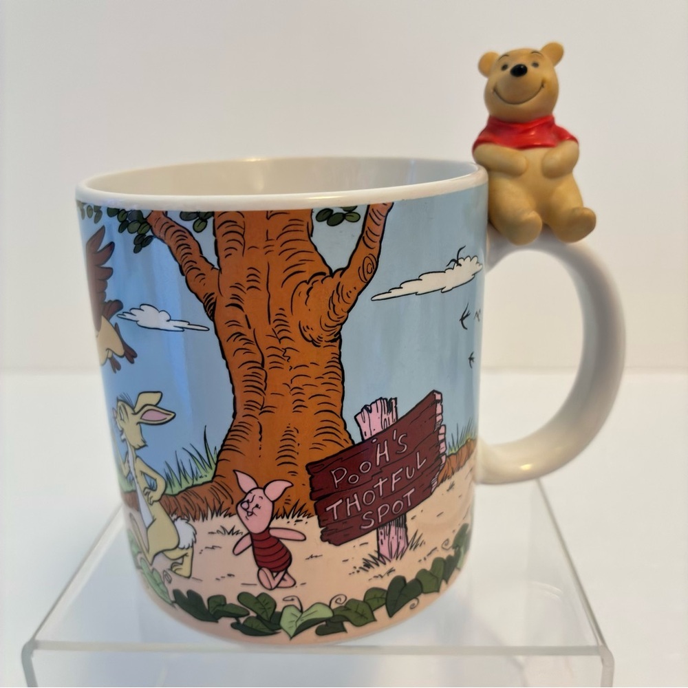 Disney Winnie the Pooh Ceramic "Pooh's Thotful Spot" Mug With Sculpted Pooh